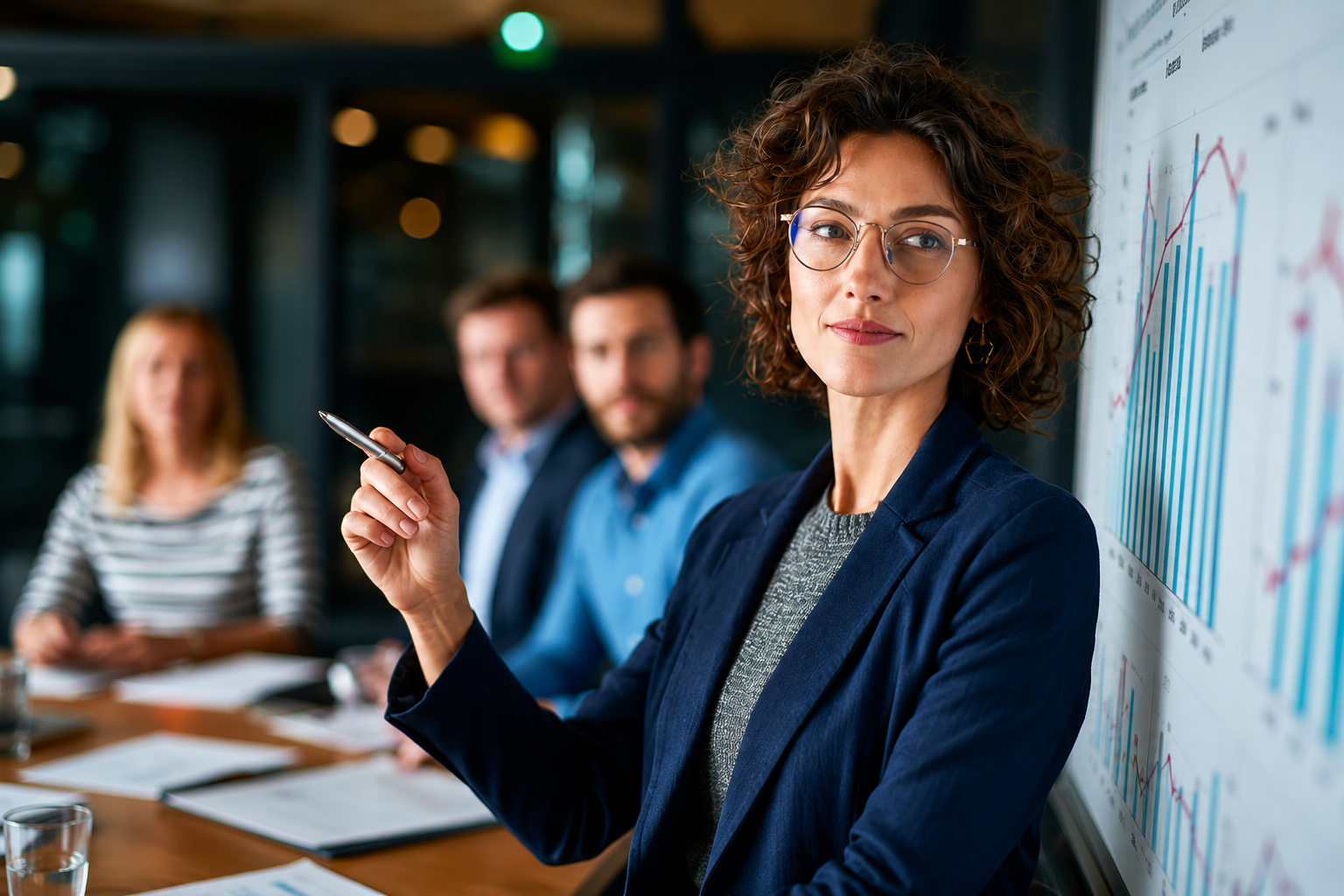 Business leader collaborating with colleagues