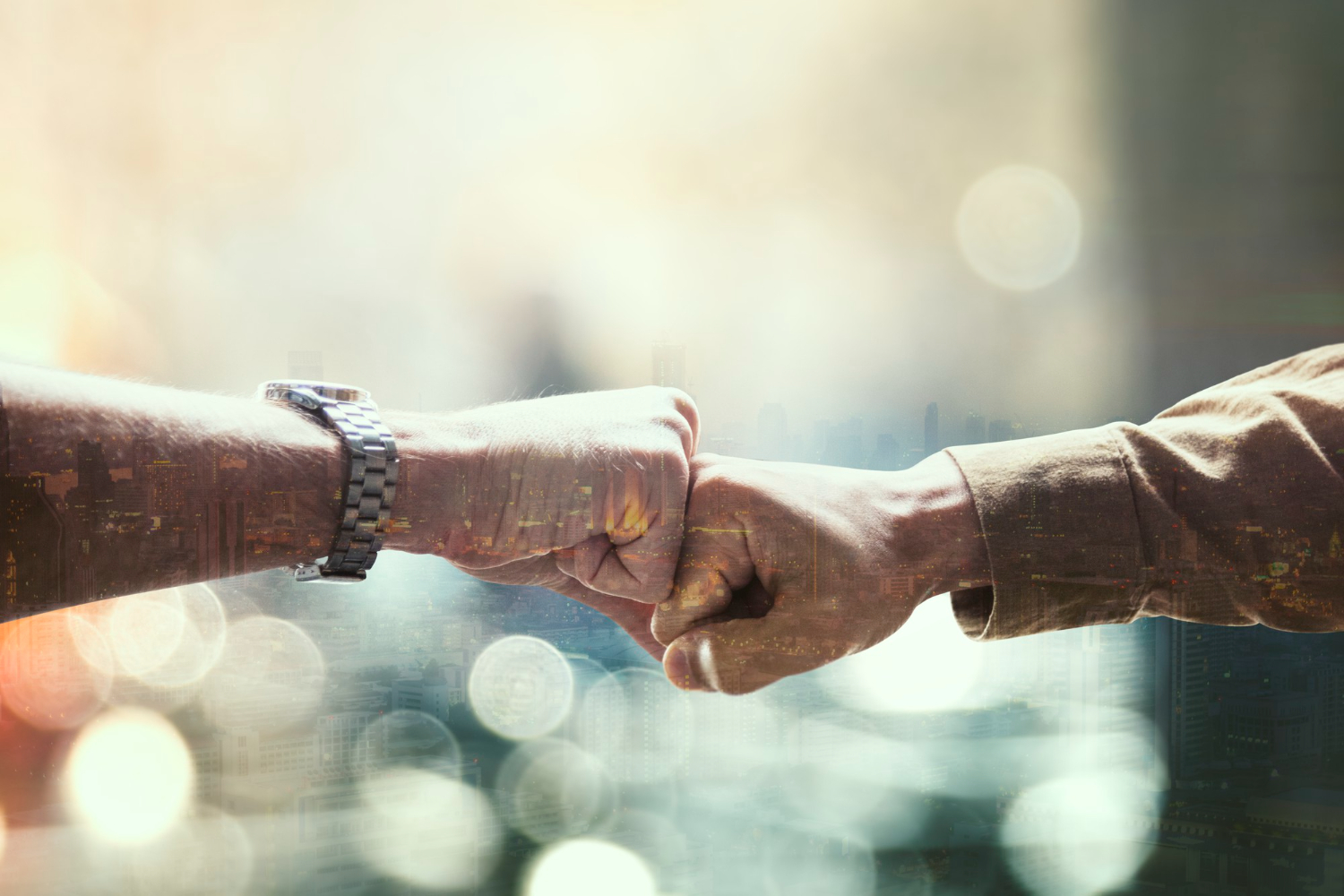 Business partners joining hands